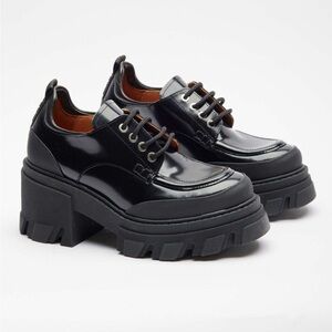 Ganni Chunky Heel Derby Shoes - EU size 39